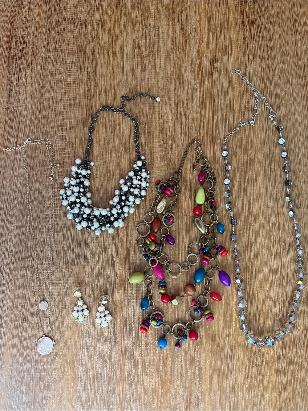 Pearl Cluster Statement Necklace - White